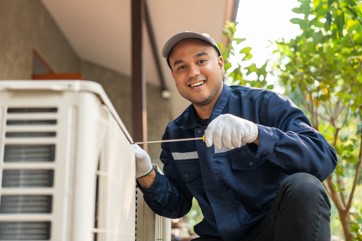 Air conditioner service outdoor checking fix repair.